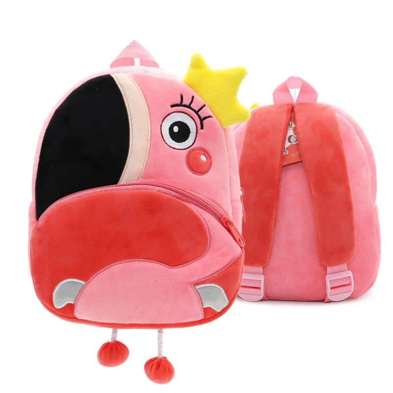 sac à dos enfant rose avec peluche flamant rose